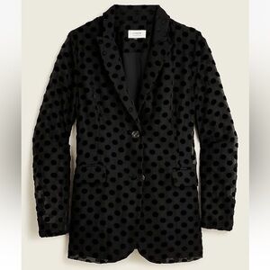 J.CREW COLLECTION Long Parke Blazer in Black Velvet Dot Sheer Size 6